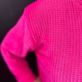 Hot Pink Chenille Waffle Sweater