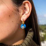 Royal Blue Deco Glam Medallion Oval Hoops