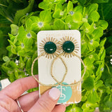 Dark Green Colorful Sunburst Hoops