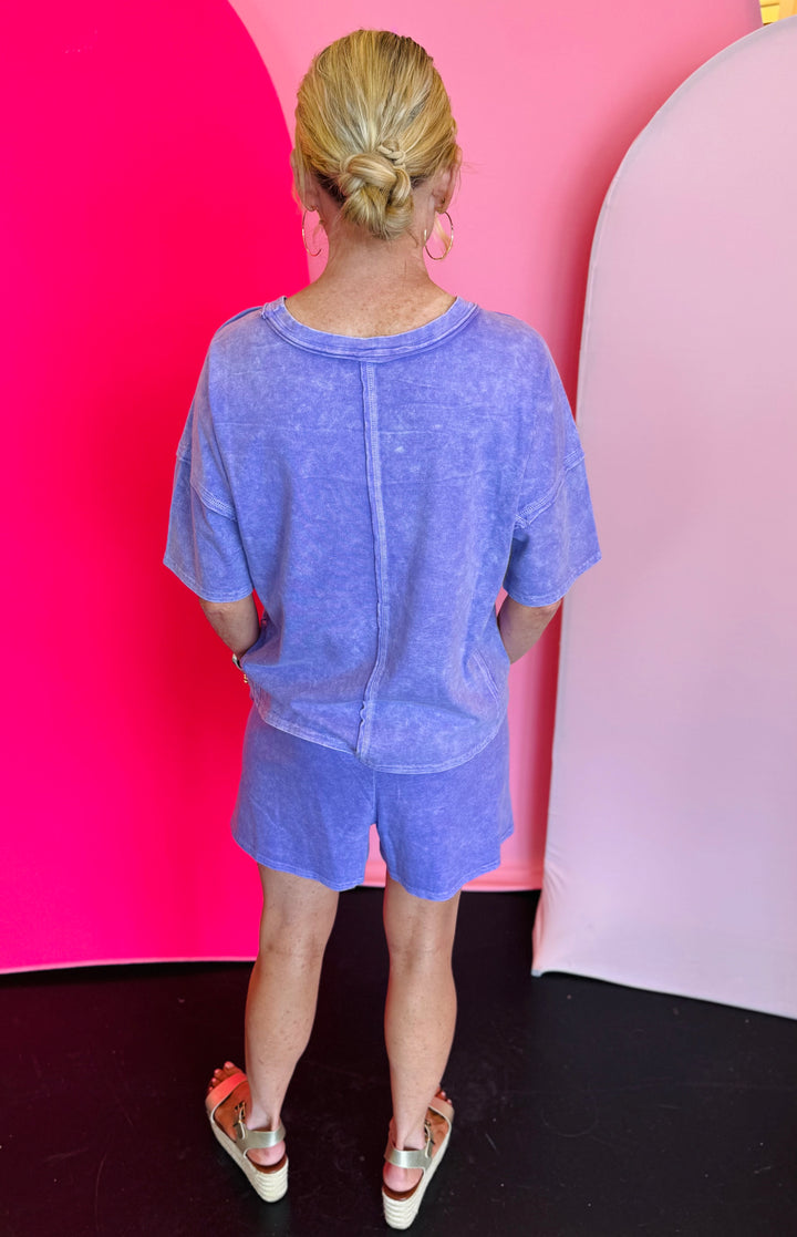Violet Halo Snow Washed Short Set