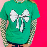 Green Game Day Bow Tee