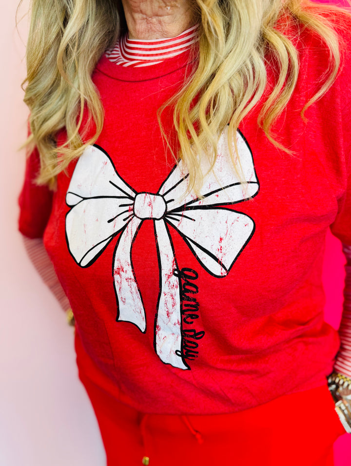 Red Game Day Bow Tee