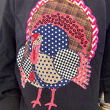 Queen Of Sparkles Black Patchwork Turkey Sweatshirt