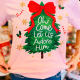 Adore Him Christmas Tree Tee