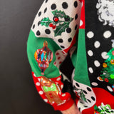Queen Of Sparkles Multi Colorblock Polka Dot Christmas Icon Collar Sweater