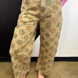 Vintage Olive Polka Dot Barrel Jeans