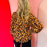 Leopard Tie Neck Blouse