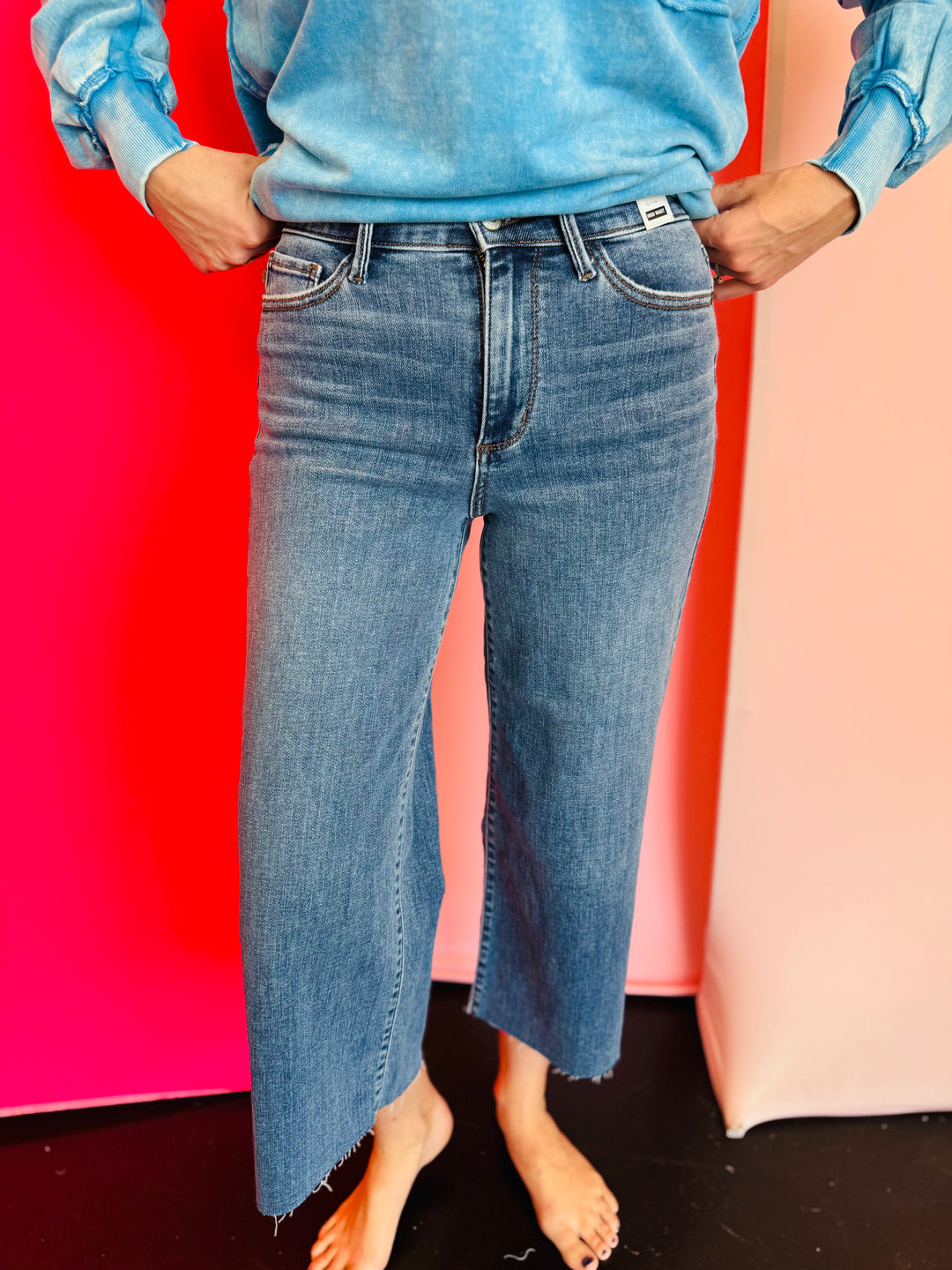 Judy Blue cropped raw hem high waisted classic jeans