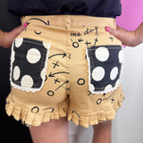 Poppy & Pine Football Playbook Sketch Denim Ruffle Shorts