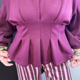 Burgundy Pleated Peplum Top
