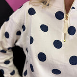 Cream & Navy Polka Dot Pullover