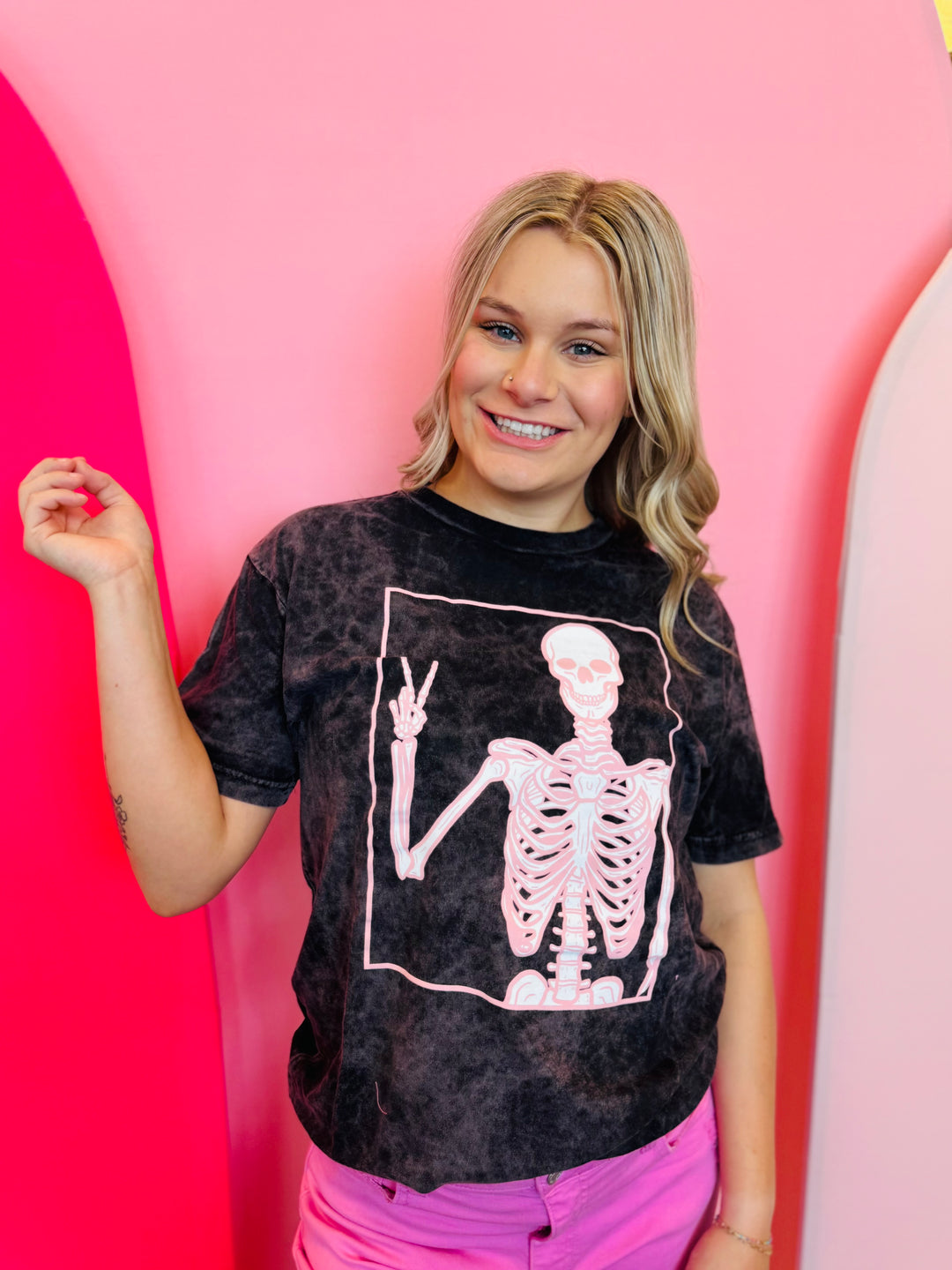 Peace Skeleton Mineral Wash Tee
