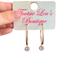 2-inch gold hoop earrings with circle crystal drop, water resistant, lead and cadmium safe.