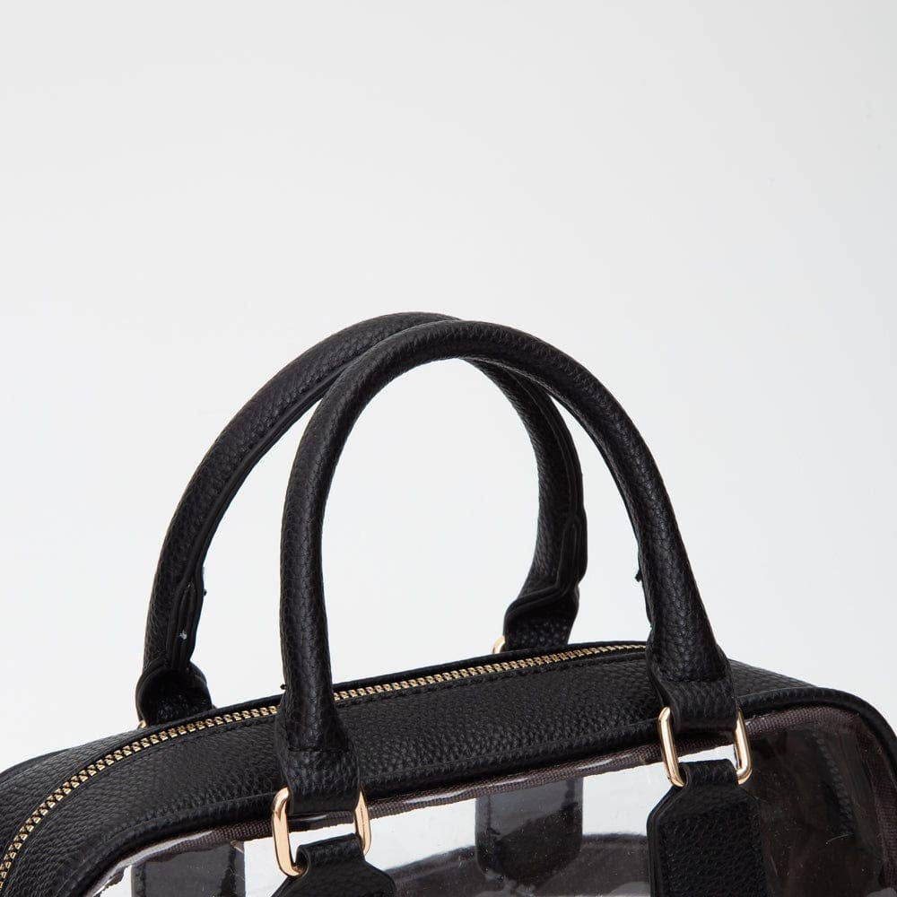 Black Clear Plastic Top Handle Crossbody