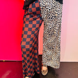 Leopard Checker Split Pants
