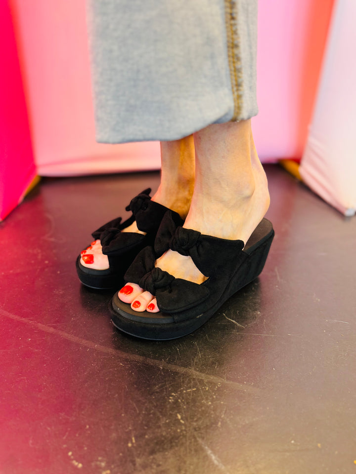 Corky's Bowed Up Black Faux Suede