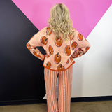 Burnt Orange Ribbed Stripe Lounge Pants