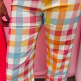 Colorful Gingham Wide Leg Jean