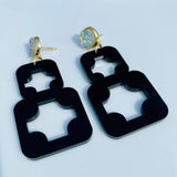 Black Geometric Acrylic Earrings 