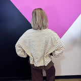 Brown & Ivory Reversible Polka Dot Stripe Sweatshirt