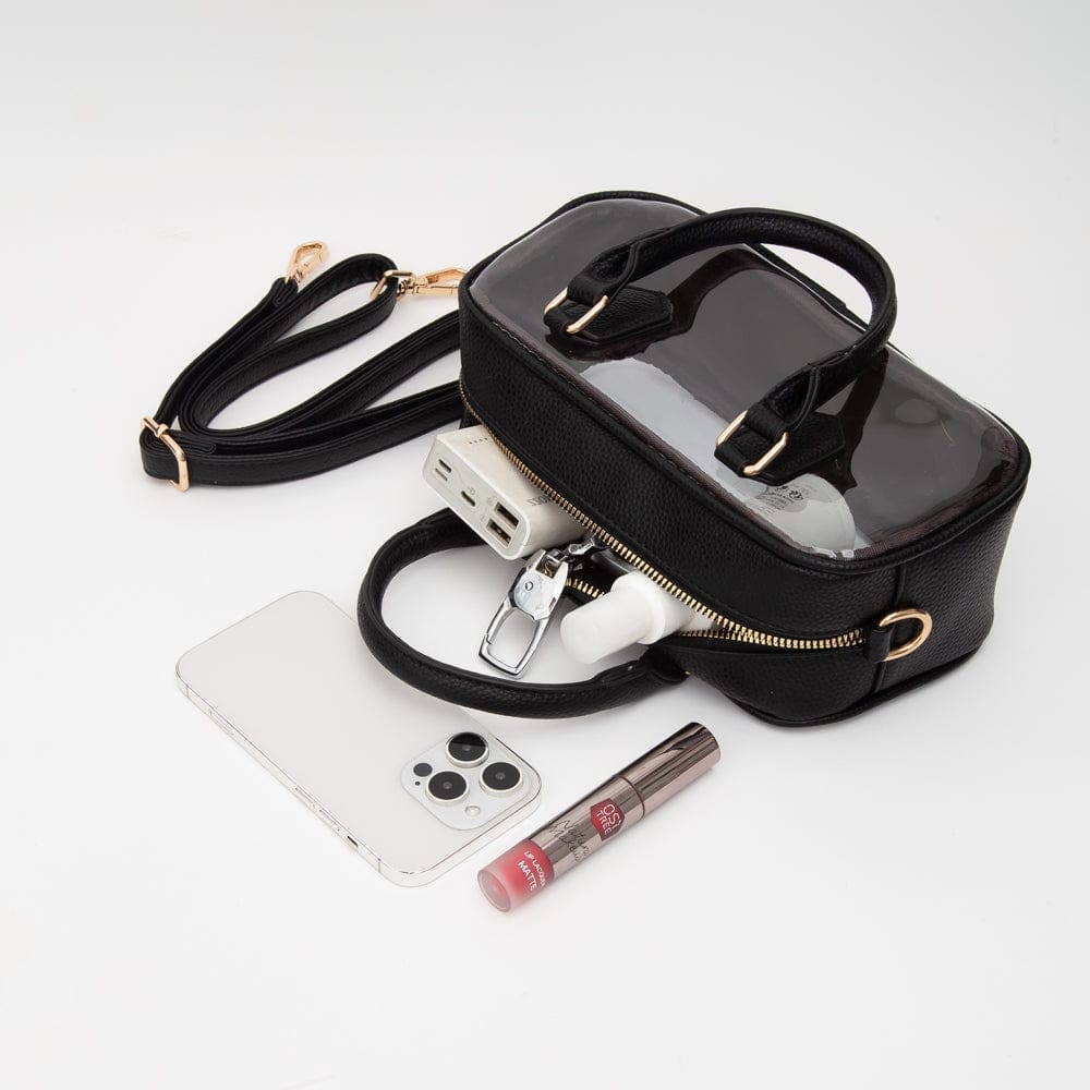 Black Clear Plastic Top Handle Crossbody