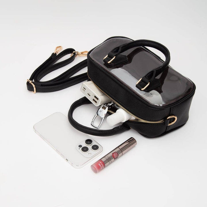 Black Clear Plastic Top Handle Crossbody