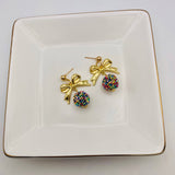 Golden Bow Confetti Drop Earrings