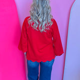 Red Scallop Top