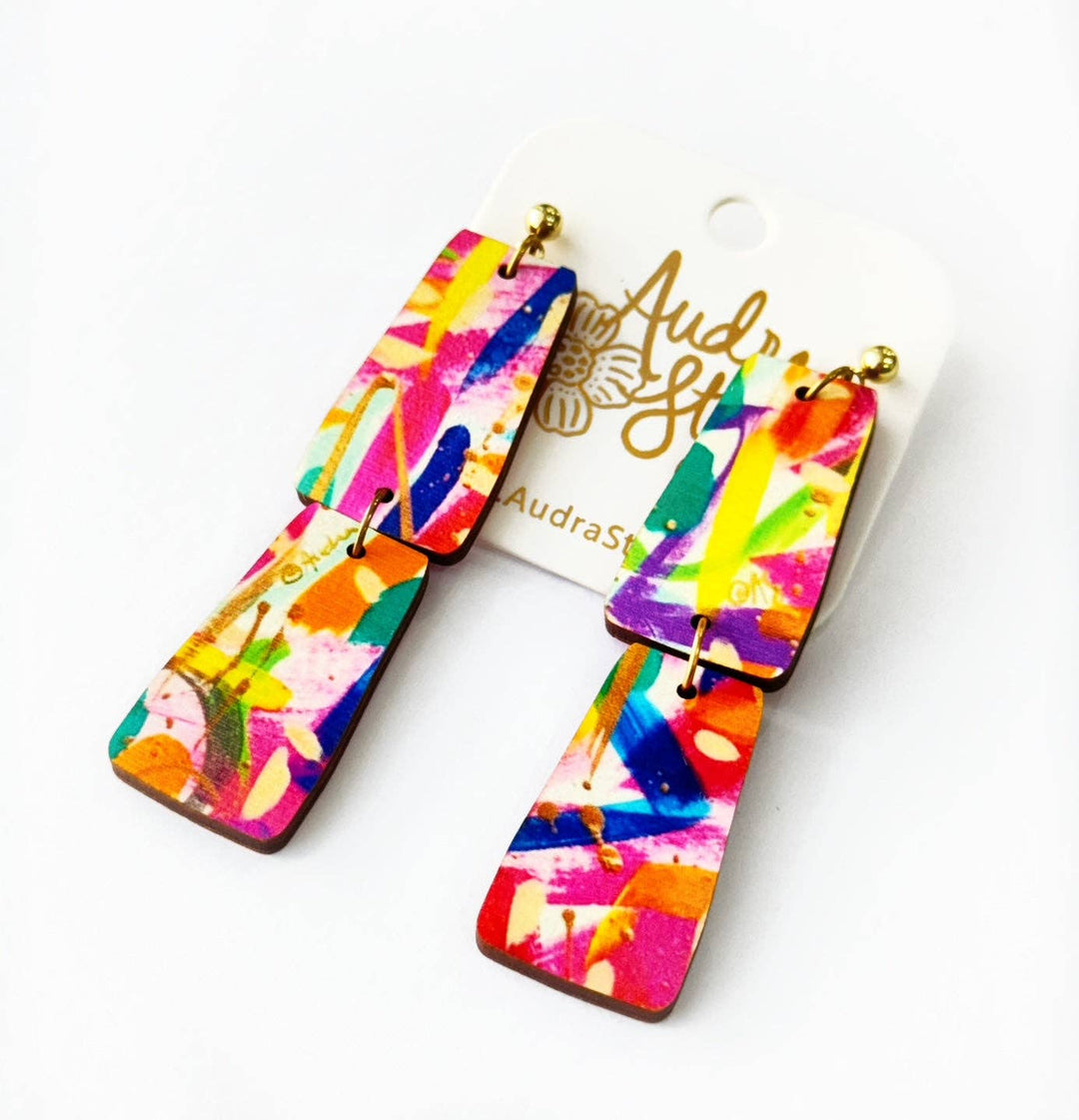 hand painted abstract dangle earrings