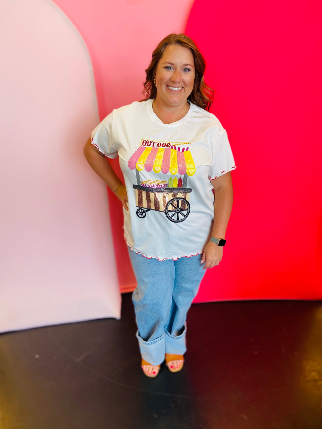 Queen Of Sparkles White Frill Hot Dog Stand Tee