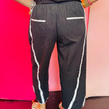 Black Stripe Cropped Pants