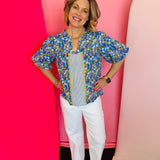 Scallop Floral Stripe Top