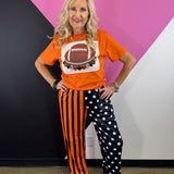 Orange Stripe & Polka Dot Split Pants