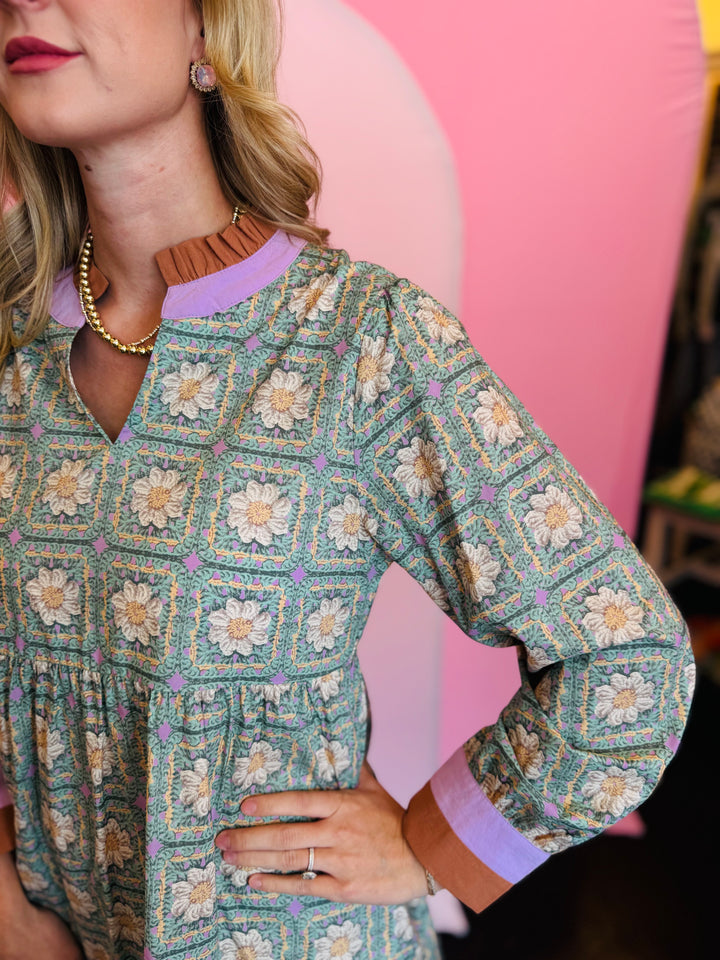 Vintage Bloom Ruffle Dress
