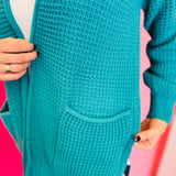 Lt Teal Waffle Knit Cardigan