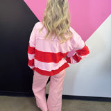 Red & Pink Striped Pullover