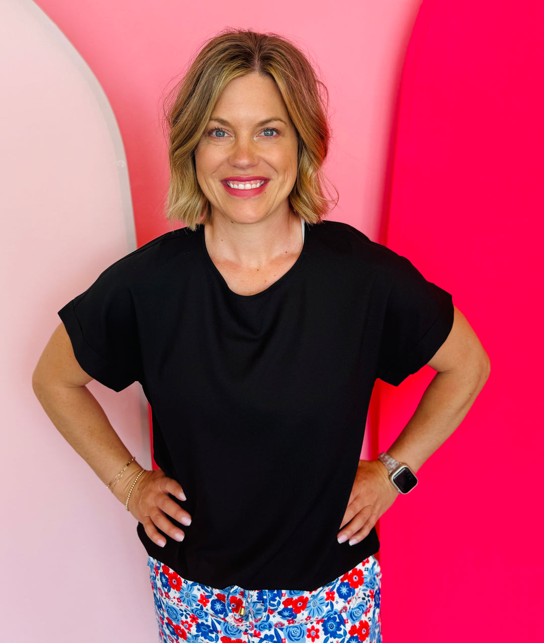 Black Boat Neck Top