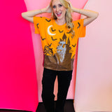 Queen Of Sparkles Orange & Black Halloween House Tee