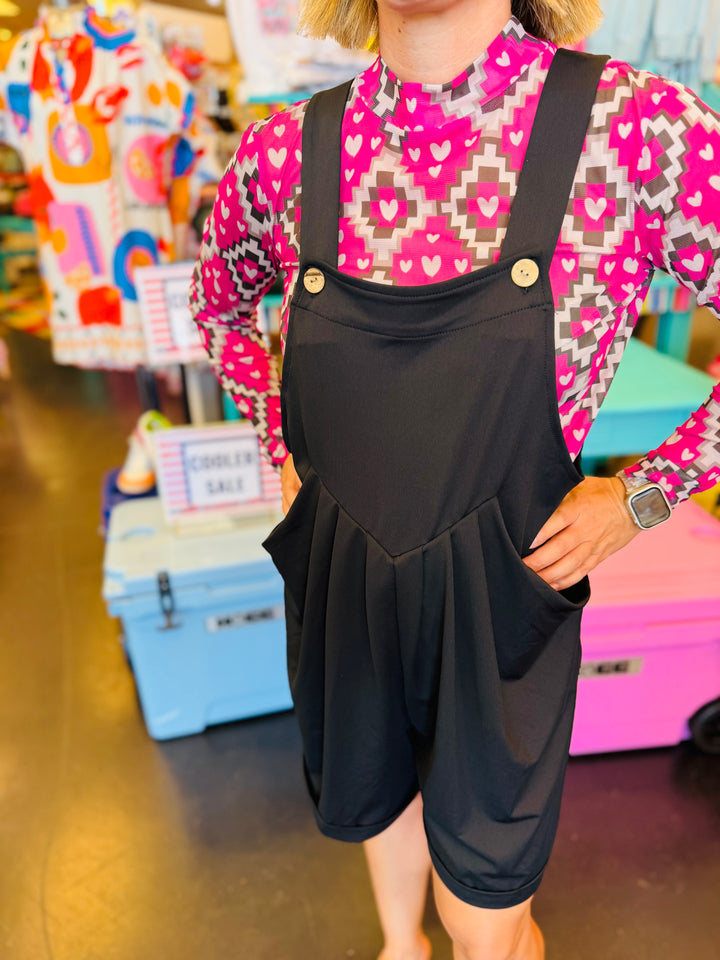 Black After Dark Overall Shorts