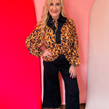 Leopard Tie Neck Blouse