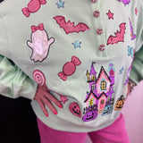Pastel Haunt & Sparkle Button Down Pullover