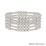 Silver beaded stretch bracelet set with 3MM and 5MM beads.