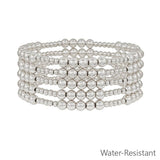 Silver beaded stretch bracelet set with 3MM and 5MM beads.