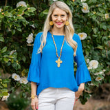 Rainbow African Sea Glass & Cross Bracelet