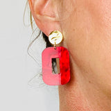 Red Marbled Dangle Earrings