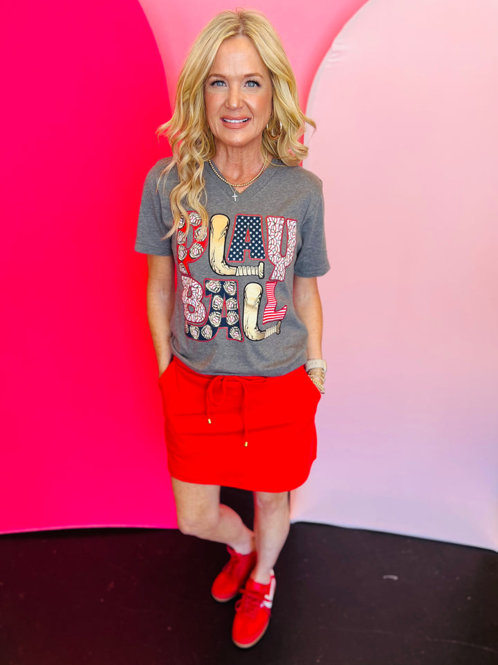 Solid Red Skort