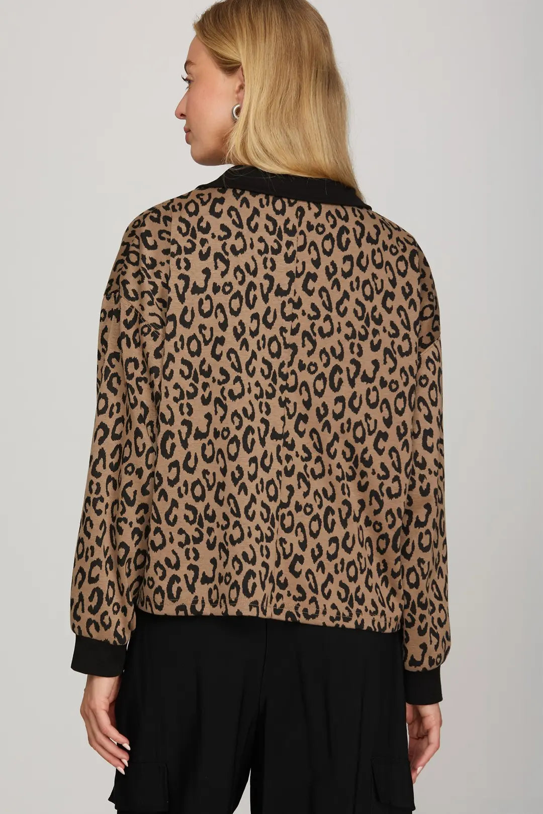 Leopard Half Zip Top