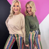 Multicolor Stripe Wide Leg Pants