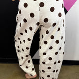 Cream & Brown Polka Dot Barrel Pants