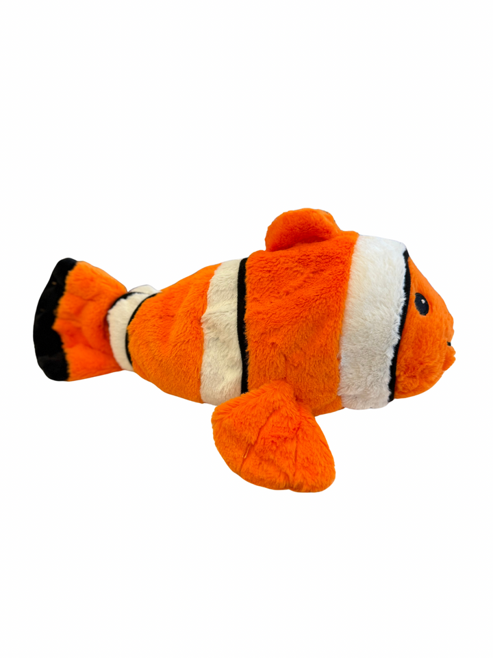 Orange and white Clown Fish Warmies® plush, microwavable, lavender-scented, and weighted for comfort, safe for all ages.
